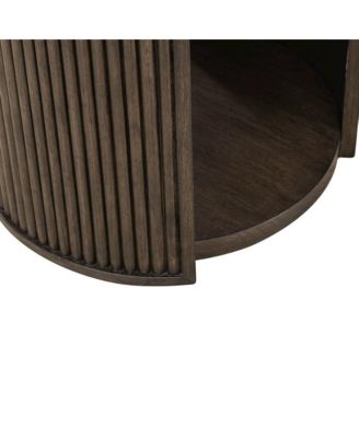 City View Round End Table for Living Room- Coffee Bean Oak Wood