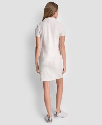 Women's Logo Jacquard Split Neck Collared Mini Polo Dress