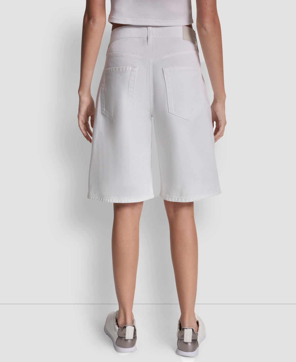Dkny Jeans Women's High Rise Relaxed Cotton Denim Bermuda Shorts