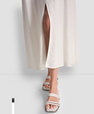 Women's Knotted Strap V-Neck A-Line Dress