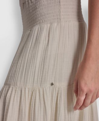 Women's Smocked-Waist Tiered Maxi Skirt