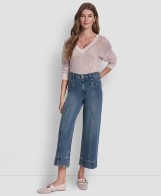 Women's High Rise Cropped Wide Leg Utility Jeans