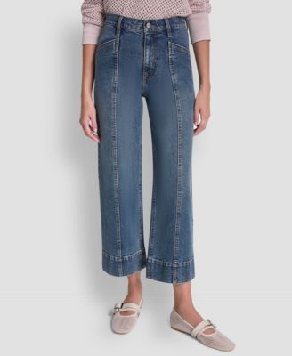 Women's High Rise Cropped Wide Leg Utility Jeans