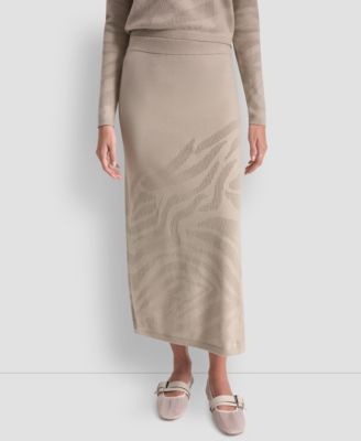 Women's Engineered Zebra Pointelle Stitch Midi Skirt