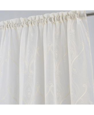 Pearl Emb Metallic Doily Rod Pocket Room Darkening Window Curtain Panel for Bedroom 54" x 84" Gold