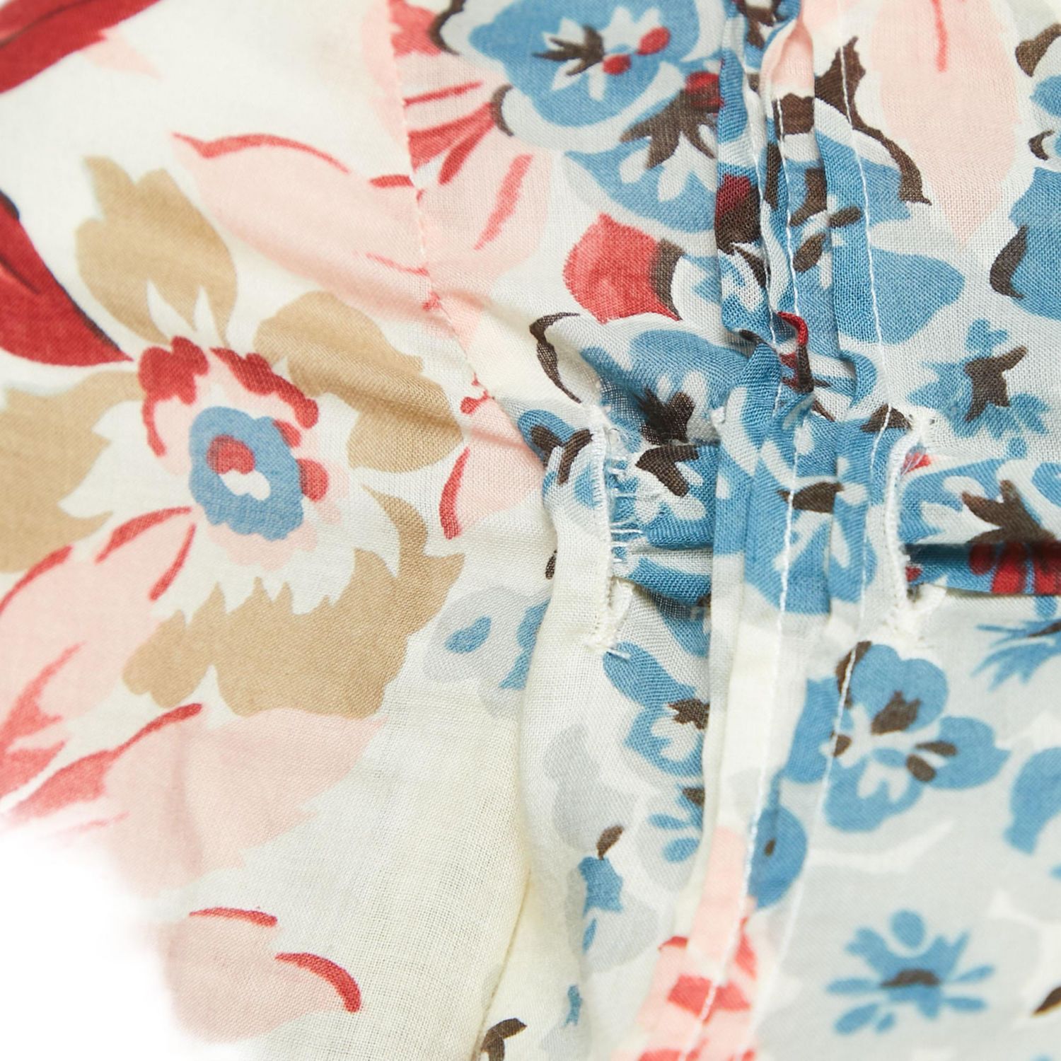 Women's Multicolor Floral Print Cotton Tie-Up Detail Blouse