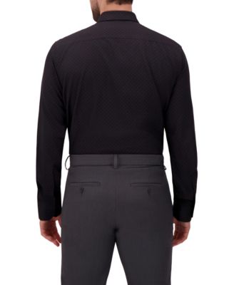 Men's 4-Way Geometric-Print Spread-Collar Woven Dress Shirt