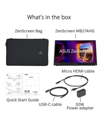 Tek MB17AHG 17.3 in. IPS Panel FHD 1920 x 1080 16-9 Scale 5 ms 144HZ 2XUSB-C HDMI Portable Monitor, Black