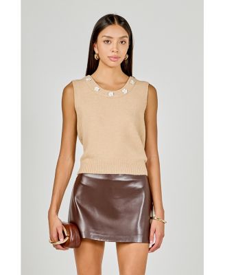 Women's Floral Button Knit Vest