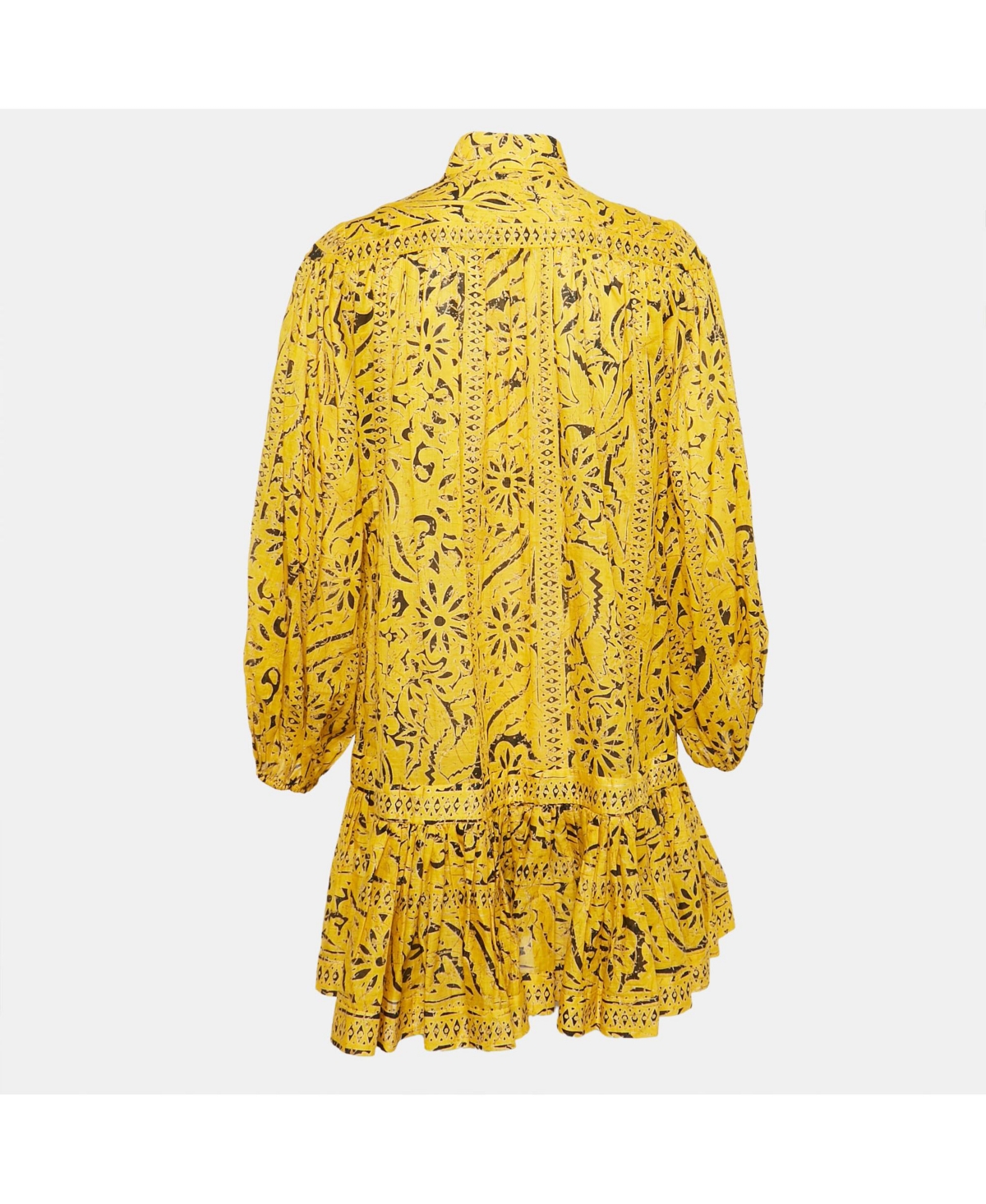 Pre-Owned Zimmermann Women's Yellow Printed Cotton Flounce Mini Dress