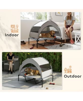 Elevated Dog Bed, Portable Raised Pet Bed with Canopy, Bag, 42"L