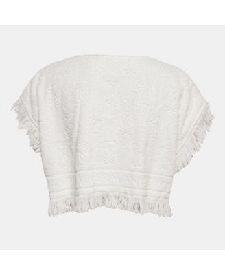 Women's Palm Tree Terry Cotton Fringed Crop Top