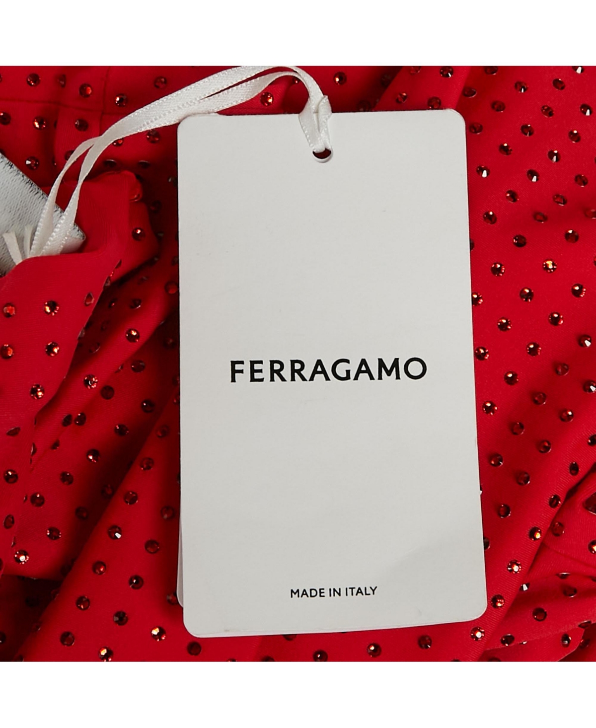 Pre-Owned Salvatore Ferragamo Women's Red Studded Jersey Long Sleeve Top