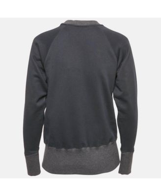 Women's Navy Blue Cotton Crew Neck Long Sleeve Sweatshirt