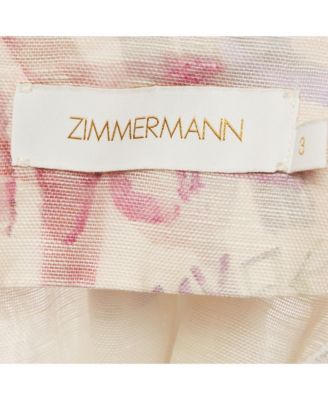 Women's Cream/multicolor Logo Print Linen And Silk Flared Mini