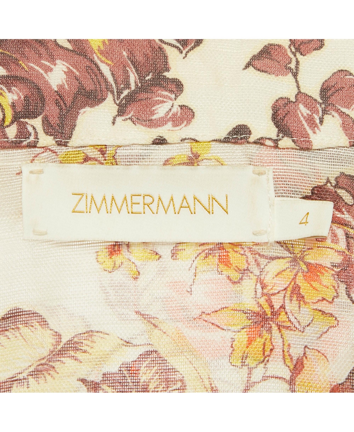 Pre-Owned Zimmermann Women's Beige Floral Print Embellished Linen & Silk Matchmaker Shirt