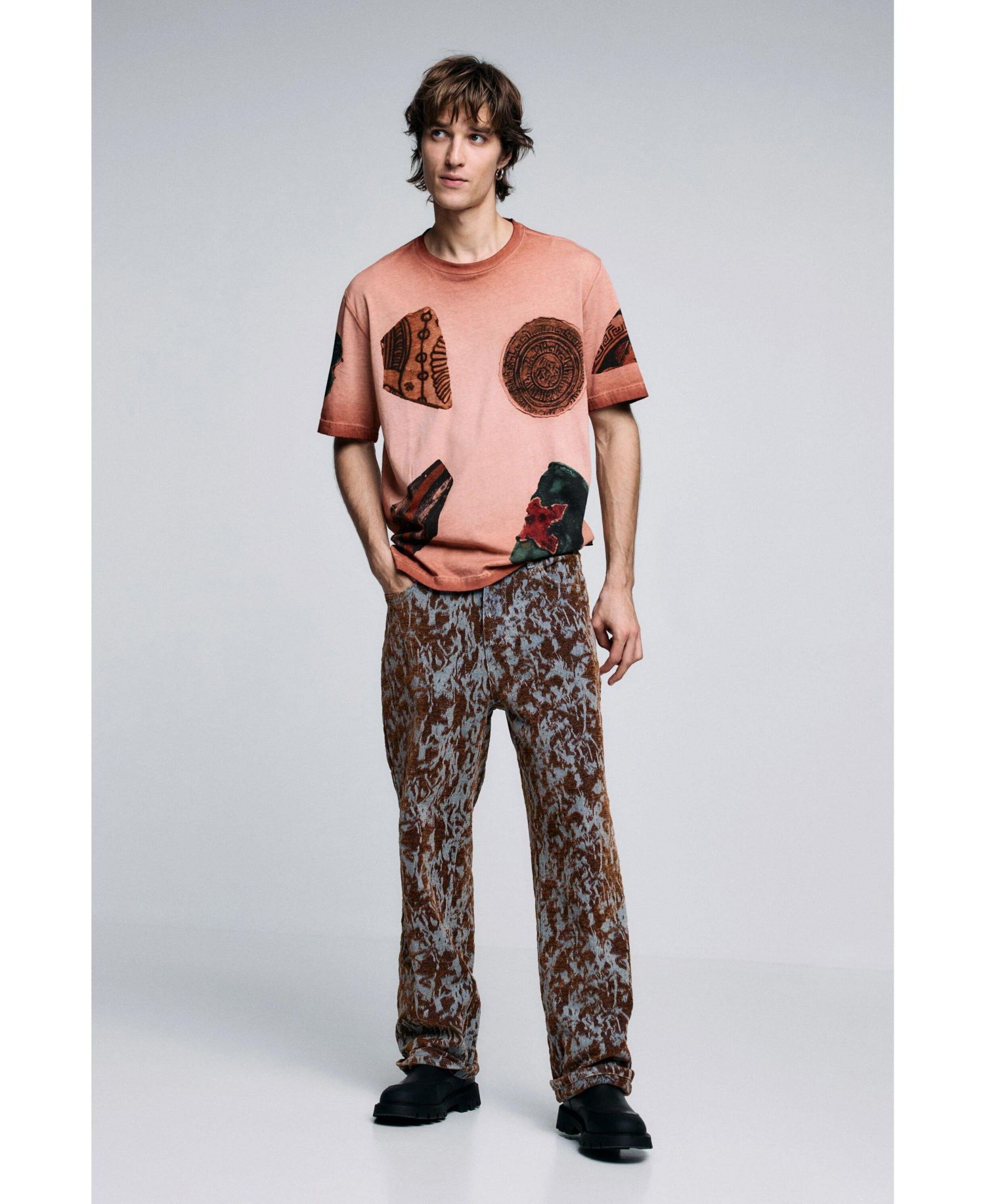 Men's Short-sleeved patchwork t-shirt