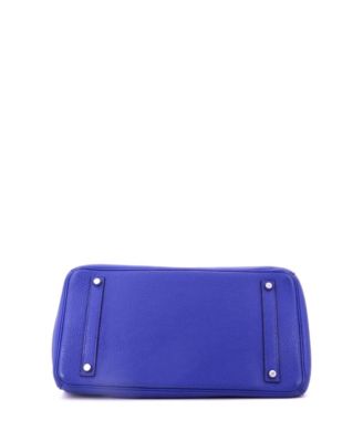 Pre-Owned HERMES Birkin 35 Handbag Blue Togo with Palladium Hardware