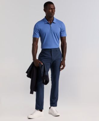 Men's Slim-Fit Ribbed-Knit Quarter-Zip Polo Shirt 