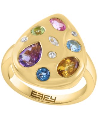 Multi Gemstone Ring (1-7/8 ct. t.w.) in 14k Yellow Gold Over Silver