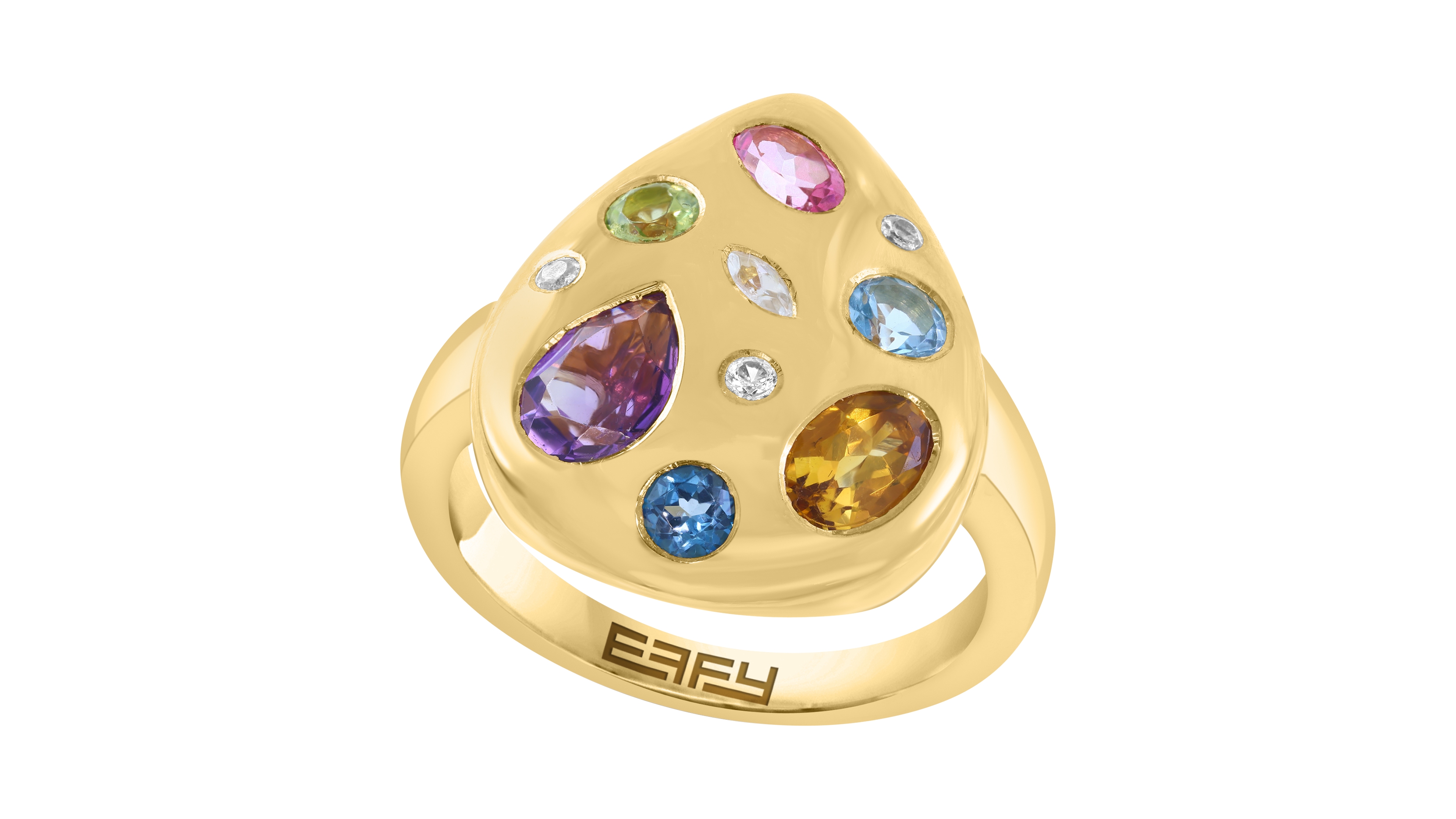 Effy Collection Multi Gemstone Ring (1-7/8 ct. t.w.) in 14k Yellow Gold Over Silver