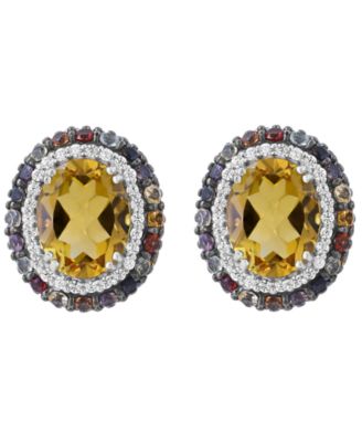 Multi-Gemstone Round Earrings (5-1/2 ct. t.w.) in Sterling Silver