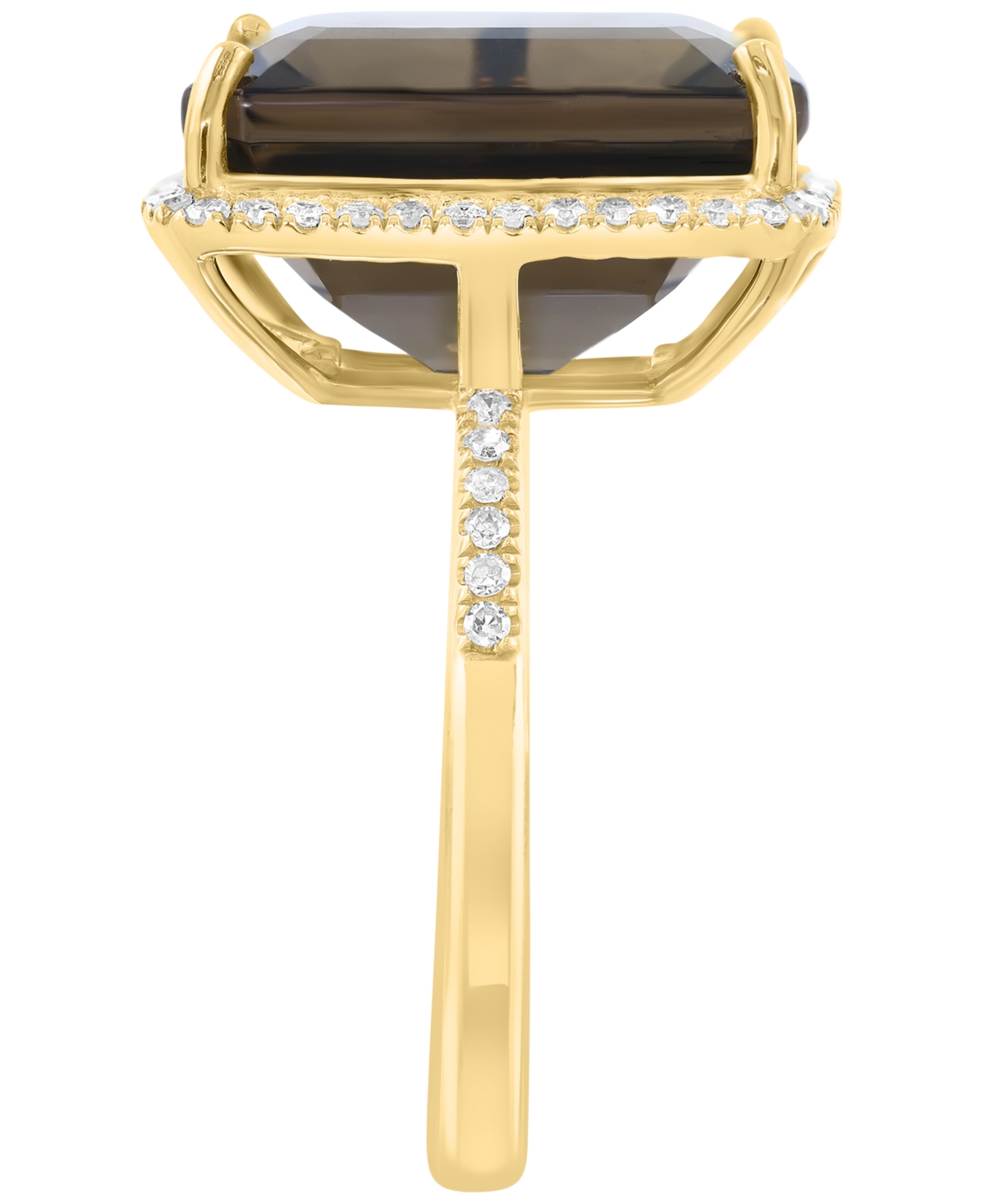 Effy Collection Smoky Quartz (9 ct. t.w.) and Diamond Ring (1/4 ct. t.w.) in 14k Yellow Gold