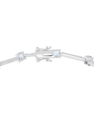 Aquamarine (4-3/4 ct. t.w.) and White Zircon Bracelet (2-1/20 ct. t.w.) in Sterling Silver