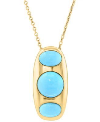 Turquoise Pendant Necklace in Yellow Gold Over Silver