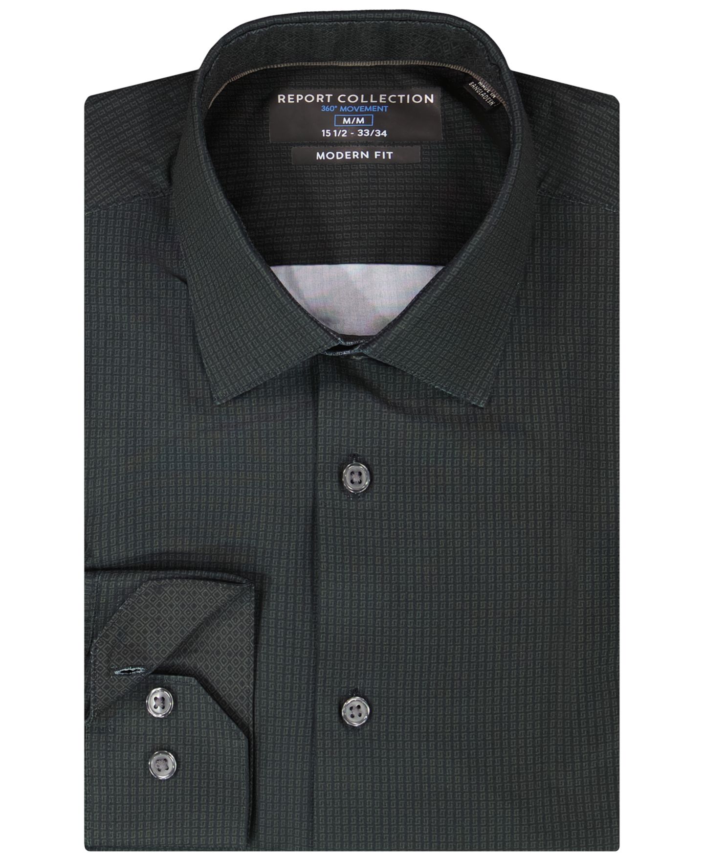 Мужская рубашка Report Collection 4-Way Check-Print Woven Dress Shirt, цвет: Чёрный — фото 4