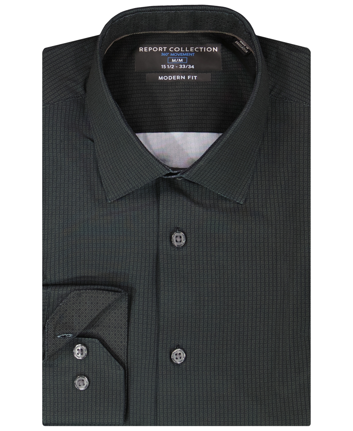Report Collection Men's 4-Way Check-Print Woven Dress Shirt