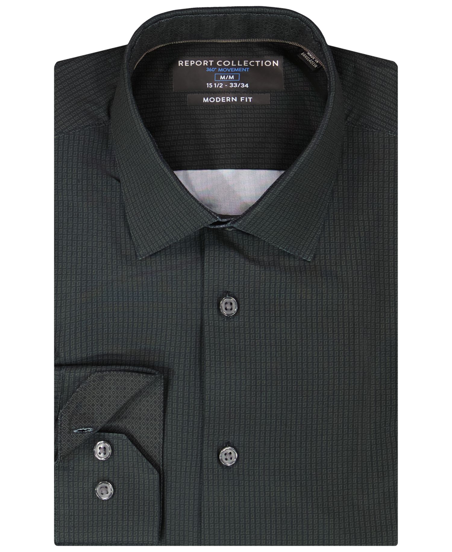Men's 4-Way Check-Print Woven Dress Shirt