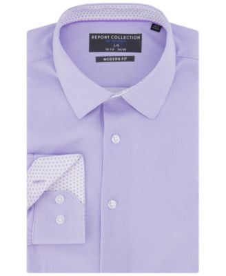 Men's 4-Way Geometric-Print Spread-Collar Woven Dress Shirt