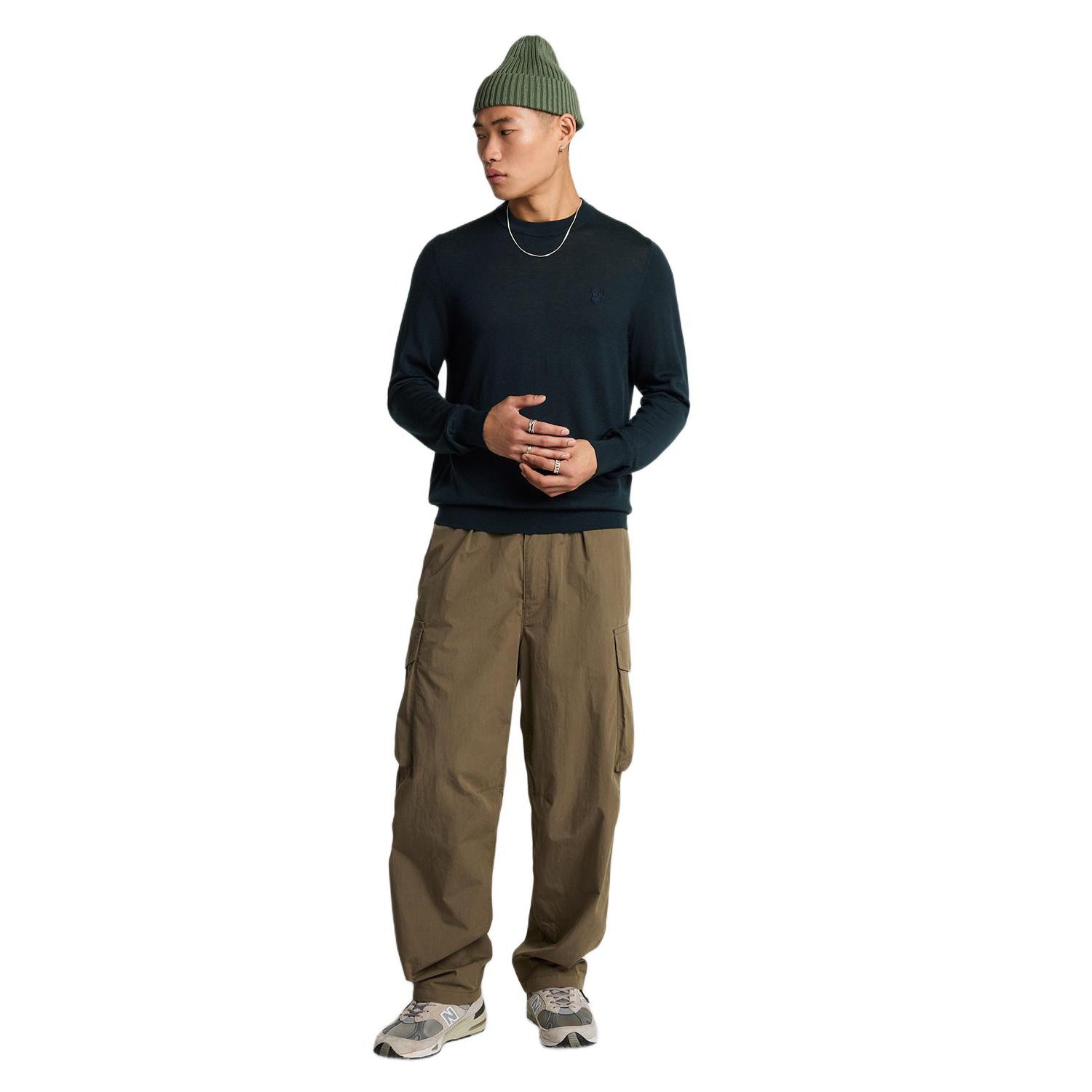 Men's Tonal Eagle Merino Crew Neck Sweater
