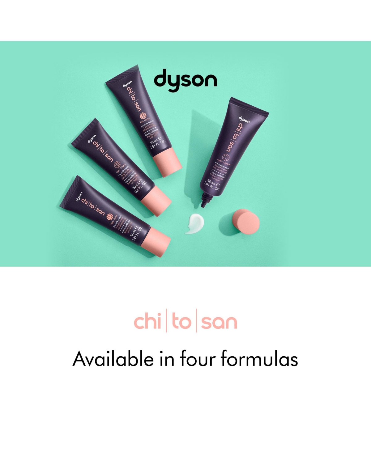 Dyson Chitosan Pre-style cream travel mini, Straight to wavy, Light conditioning, 30mL