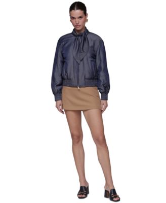 Women's Scarf Tie Neck Bomber Jacket