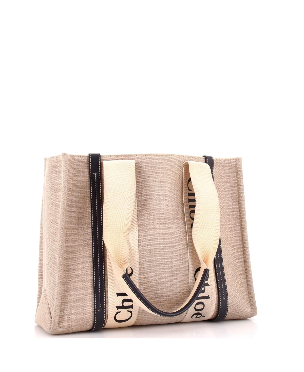 Pre-Owned Chloe Medium Woody Tote Canvas with Leather