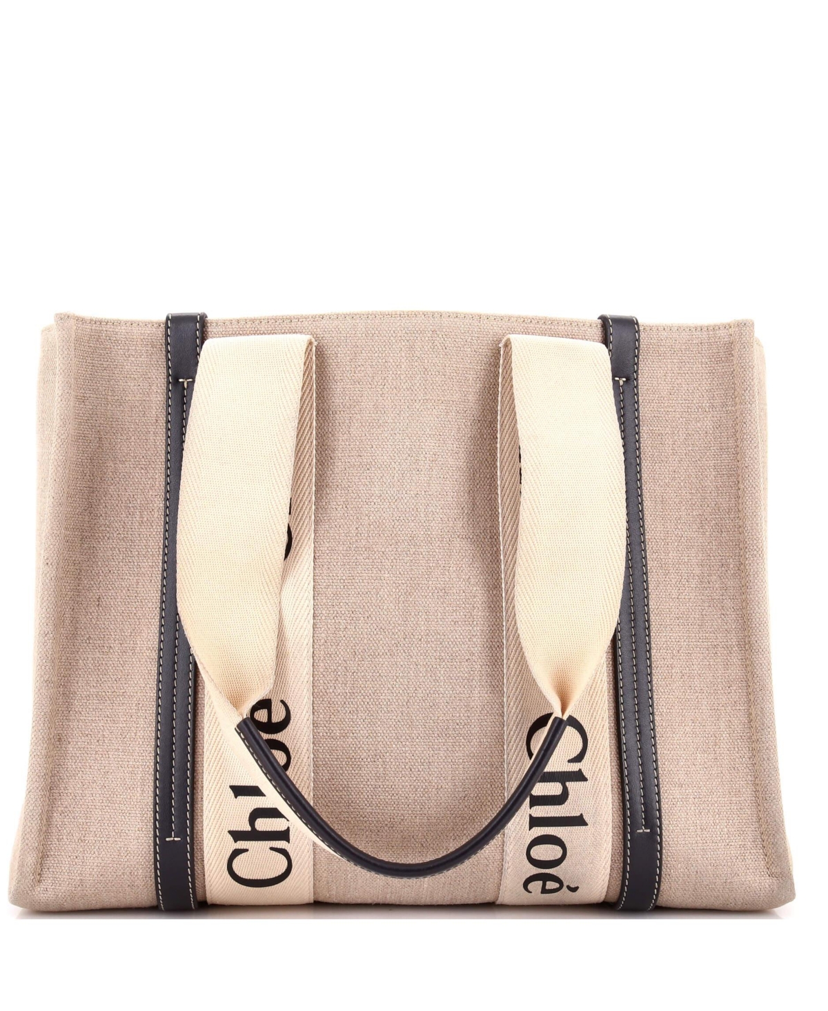 Pre-Owned Chloe Medium Woody Tote Canvas with Leather