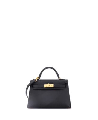 Pre-Owned HERMES Kelly 20 Handbag Black Epsom with Gold Hardware