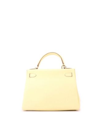 Kelly 28 Handbag Yellow Clemence with Palladium Hardware