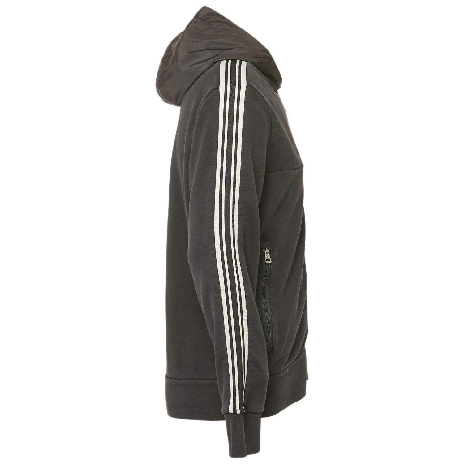 Men's Black Jersey Zip-Up Hooded Jacket
