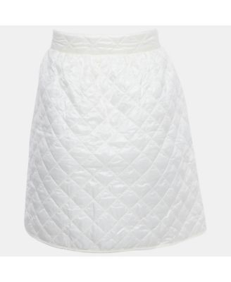 Women's White Nylon Quilted A-Line Mini Skirt