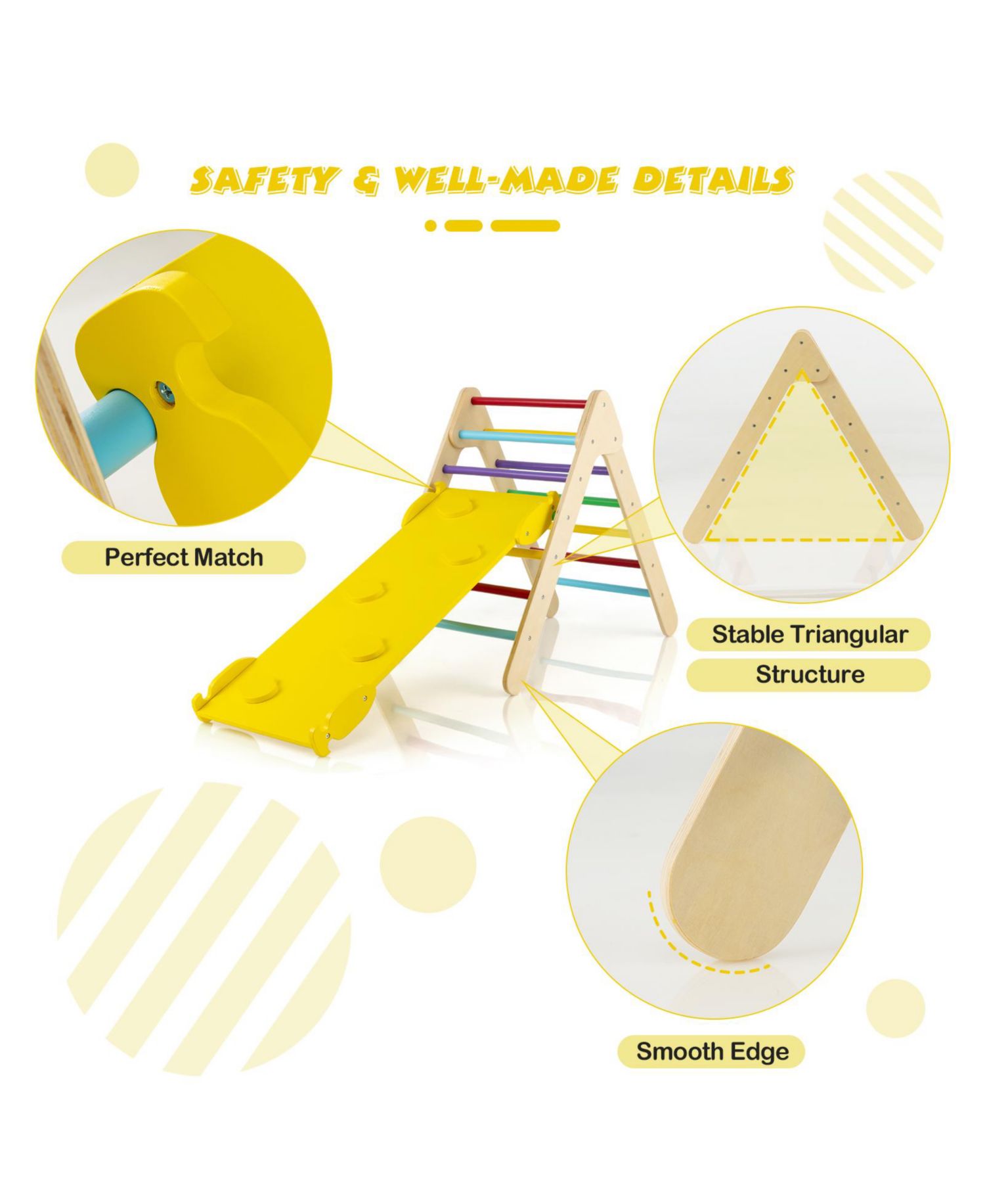 3-in-1 Wooden Climbing Triangle with Reversible Ramp, 2-Piece Set