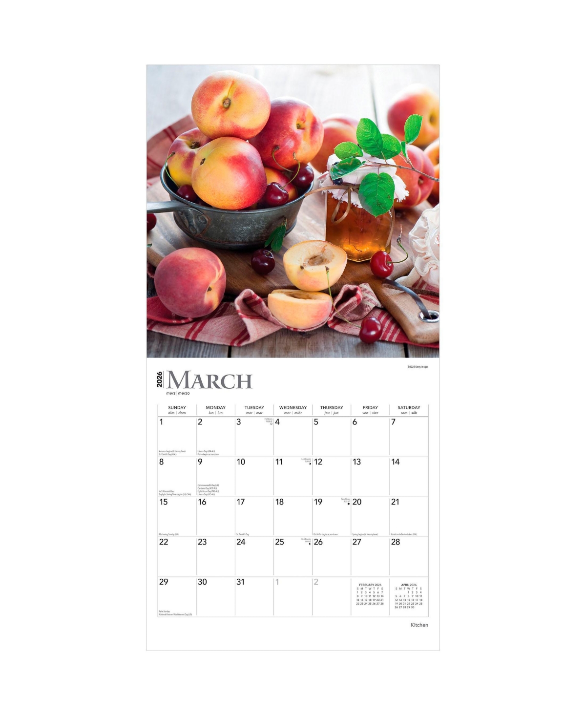 BrownTrout Kitchen | 2026 12 x 24 Inch (Hanging) Monthly Square Wall Calendar | Plastic-Free