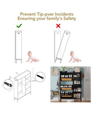 Rattan Shoe Storage Cabinet with 3 Flip Drawers, Freestanding Organizer with Adjustable Shelves