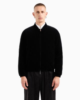 Men's Full-Zip Velour Bomber Jacket 