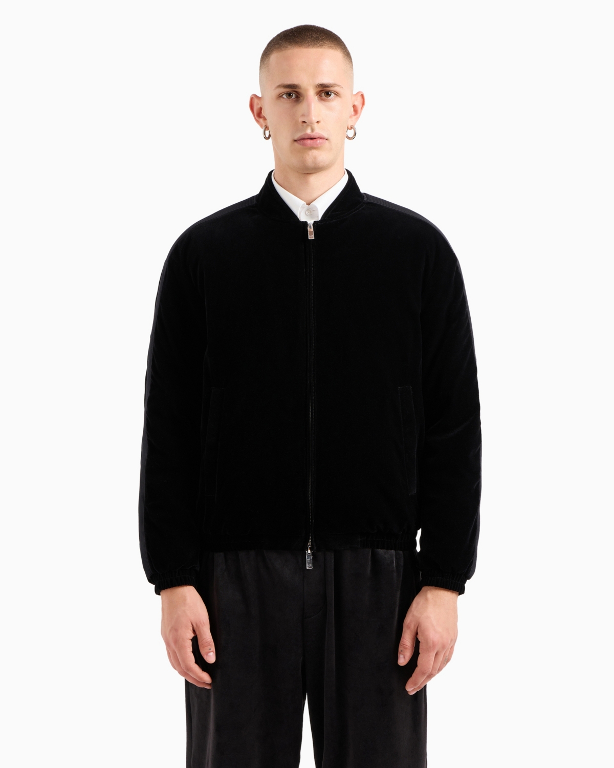 A|X Armani Exchange Men's Full-Zip Velour Bomber Jacket