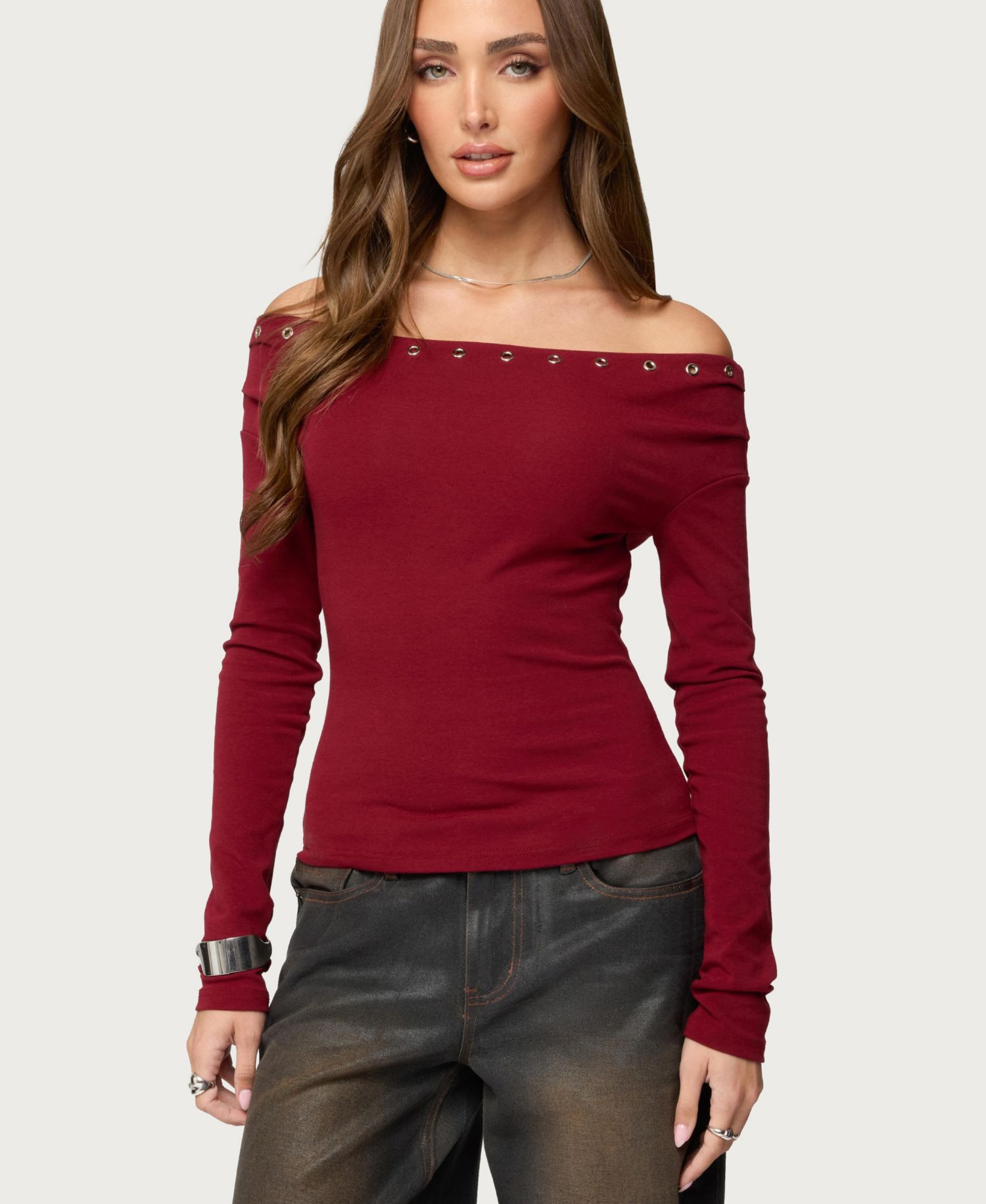 Womens Rebekka Grommet Off Shoulder Top