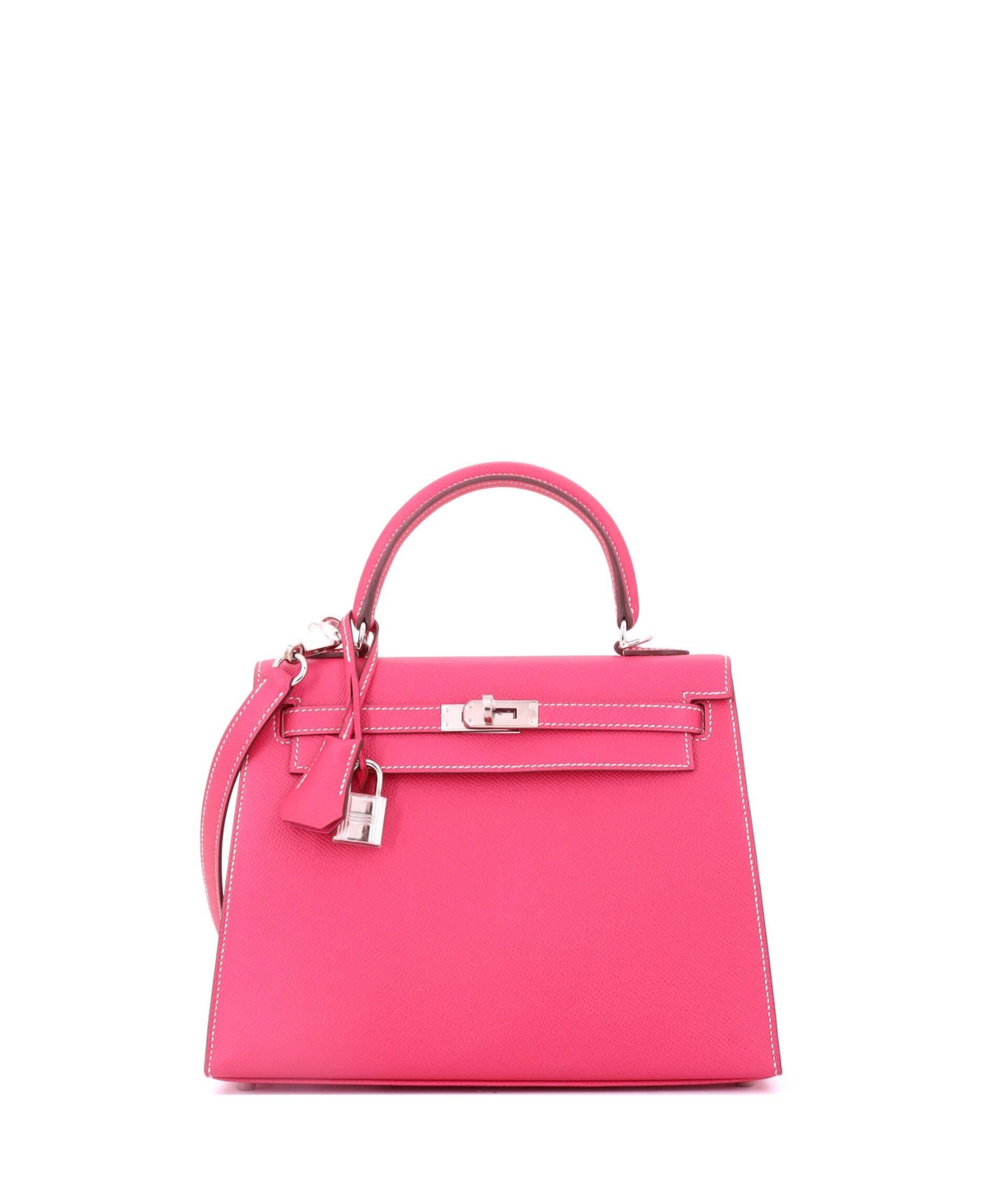 Pre-Owned Hermes Kelly 25 Handbag Pink Epsom with Palladium Hardware