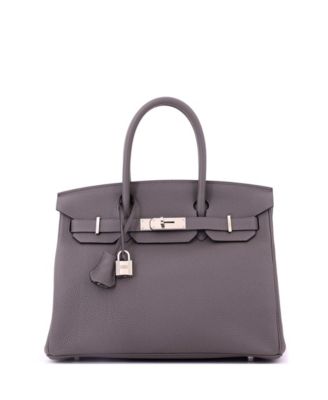 Pre-Owned HERMES Birkin 30 Handbag Grey Togo with Palladium Hardware